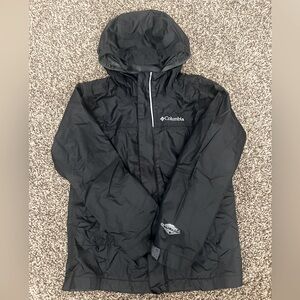 Columbia waterproof kids unisex black rain jacket size XS 5/6